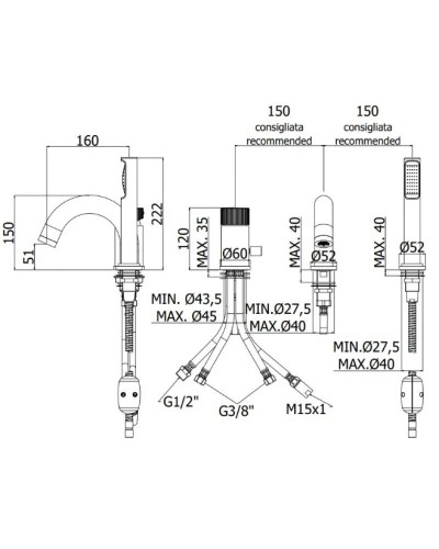 Смеситель на борт ванны Paffoni Jo JO047NO