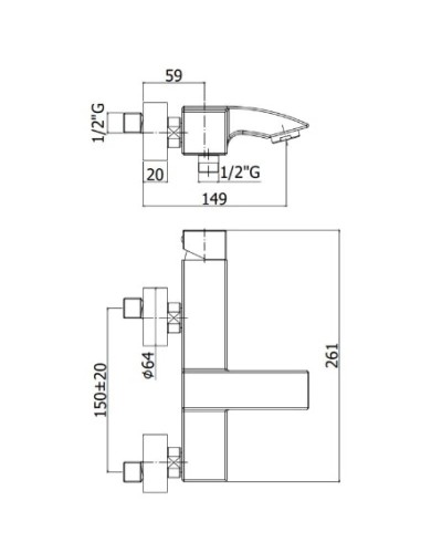 Смеситель для ванны Paffoni Level LEC022CR