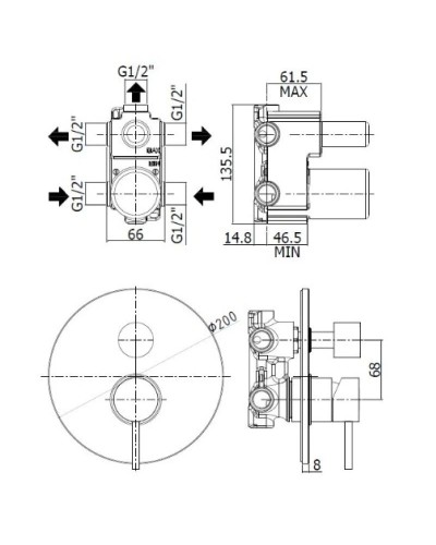 Смеситель для ванны Paffoni Light LIG019HG
