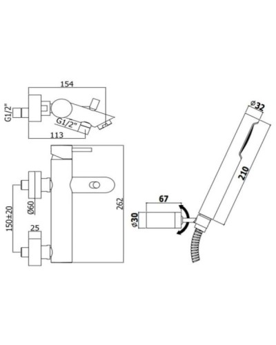 Смеситель для ванны Paffoni Light LIG023CR