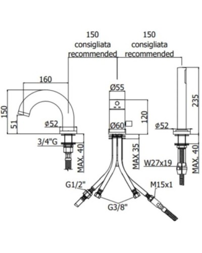 Смеситель на борт ванны Paffoni Light LIG047HGSP