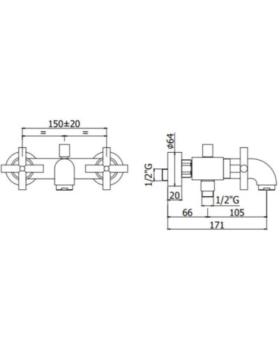 Смеситель для ванны Paffoni Quattro QTV023CR