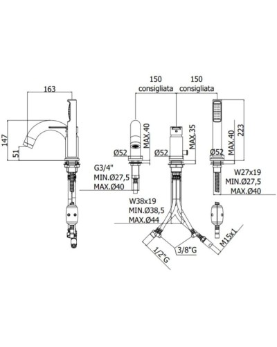 Смеситель на борт ванны Paffoni Red RED040LCR