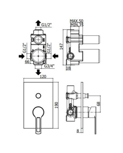Смеситель для ванны Paffoni Ringo RIN015CR