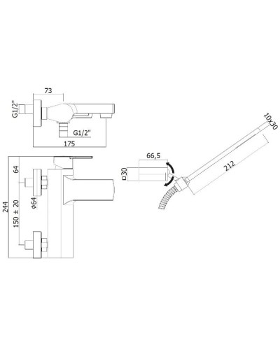 Смеситель для ванны Paffoni Ringo RIN023NO