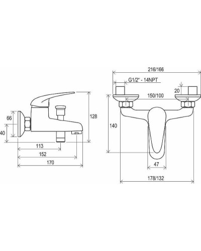 Смеситель для ванны Ravak Suzan SN 022.00/150 X070004 Хром