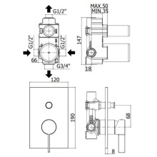 Смеситель для ванны Paffoni Rock RO015CR/M