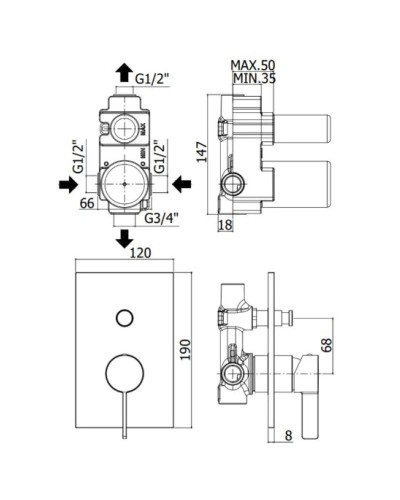 Смеситель для ванны Paffoni Rock RO015CR/M