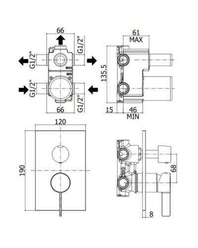Смеситель для ванны Paffoni Rock RO019CR