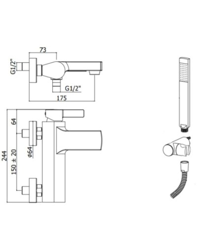 Смеситель для ванны Paffoni Rock RO023CR