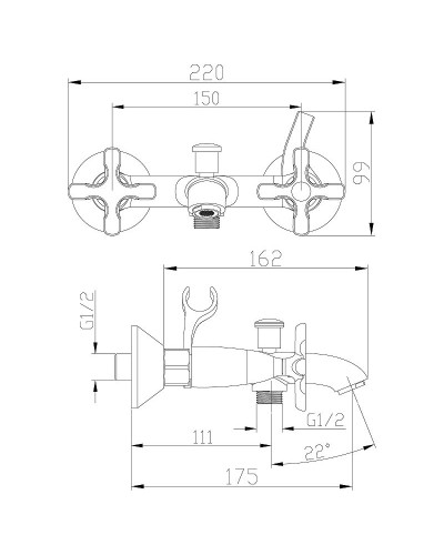 Смеситель для ванны Lemark Duetto LM5712C Хром