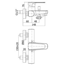 Смеситель для ванны Paffoni Sly SY022CR
