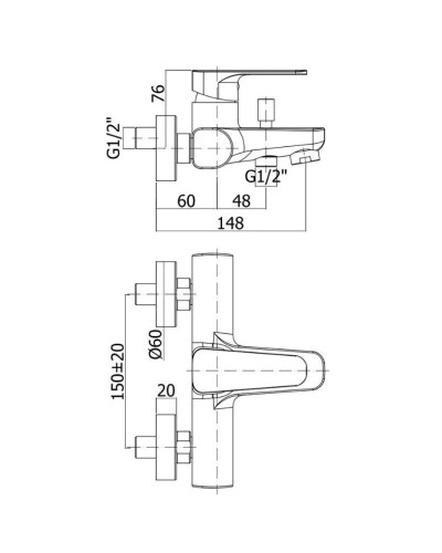 Смеситель для ванны Paffoni Sly SY022CR