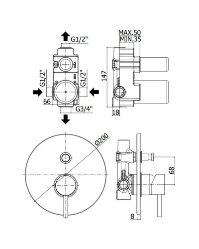 Смеситель для ванны Paffoni Stick SK015CR