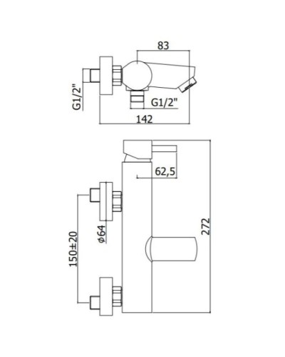 Смеситель для ванны Paffoni Stick SK022CR