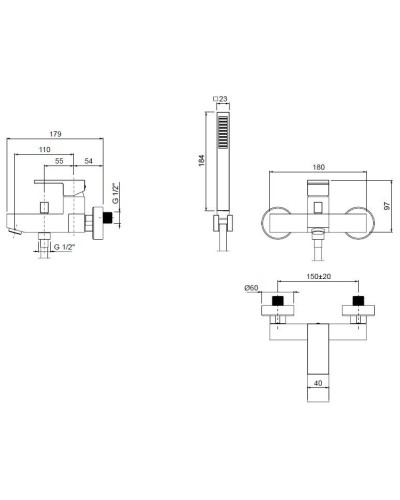 Смеситель для ванны и душа CEZARES UNIKA-VDM-02