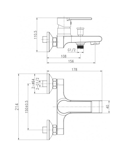 Смеситель для ванны Cersanit Brasko A63021