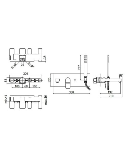 Смеситель для ванны Paffoni Tilt TI001CR