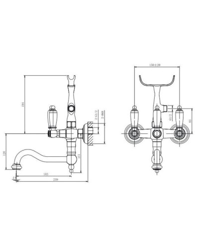 Смеситель для ванны Caprigo Adria Classic Black Edition 03B-510-crm