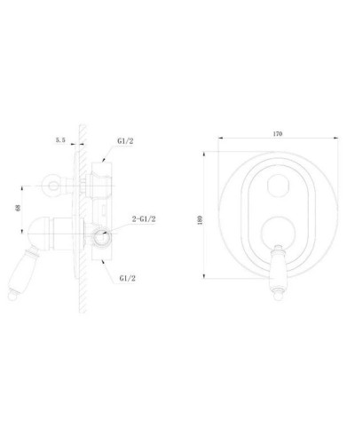 Смеситель для ванны Caprigo Adria Uno 02-551-crm