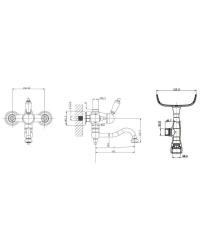 Смеситель для ванны Caprigo Adria Uno Black Edition 02B-511-crm