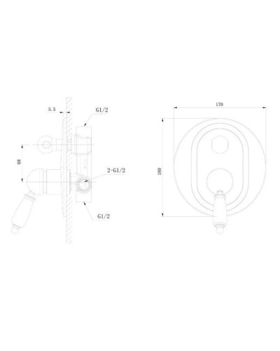 Смеситель для ванны Caprigo Adria Uno Black Edition 02B-551-crm