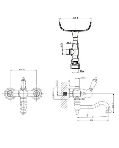 Смеситель для ванны Caprigo Adria Uno Metal Edition 02M-511-crm