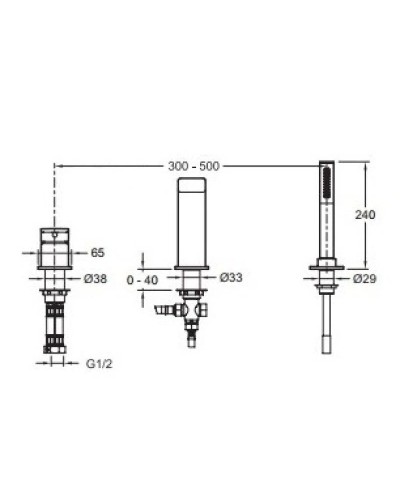 Jacob Delafon Strayt E37337-CP Смеситель для ванны и душа (хром)