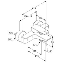 Смеситель для ванны Kludi Ameo 414450575 Хром