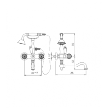 Смеситель для ванны с повортным изливом и ручным душем CEZARES ATLANTIS-VDF2-02-Sw/M