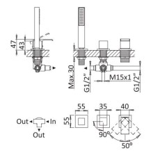 Смеситель на борт ванны Cezares Porta PORTA-BVDM3-NOP
