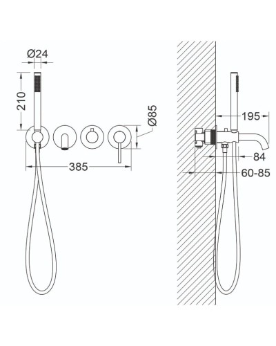 Смеситель для ванны Timo Saona 2314/03YSM