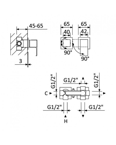 Смеситель для ванны Cezares Porta PORTA-VDIM3-M-01