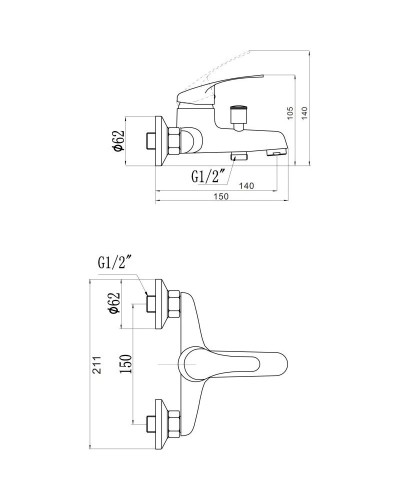 Смеситель для ванны Savol S-T3201