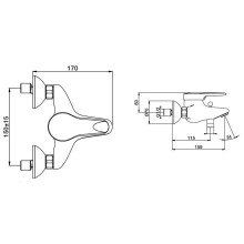 Смеситель для ванны с душем Jacob Delafon Kandel E664RU-CP