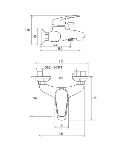 Смеситель для ванны Ravak Neo NO 022.00/150