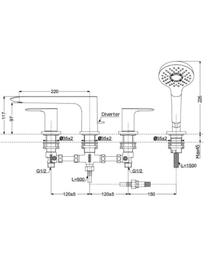 Смеситель на борт ванны Toto GA TBG04202R