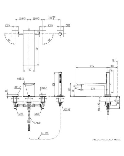 Смеситель на борт ванны Toto ZL TBP02202R