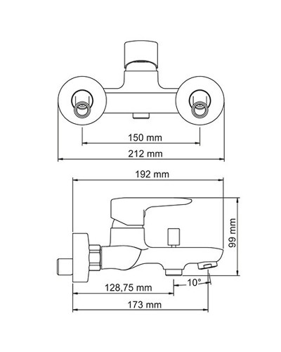 Смеситель для ванны WasserKRAFT Vils 5601 Хром