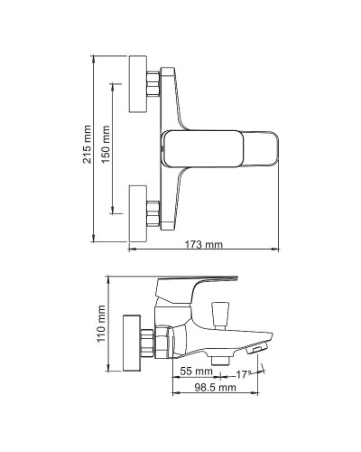 Смеситель для ванны WasserKRAFT Salm 2701 Хром