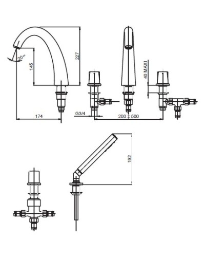 Смеситель на борт ванны Jacob Delafon Elevation E18876-CP