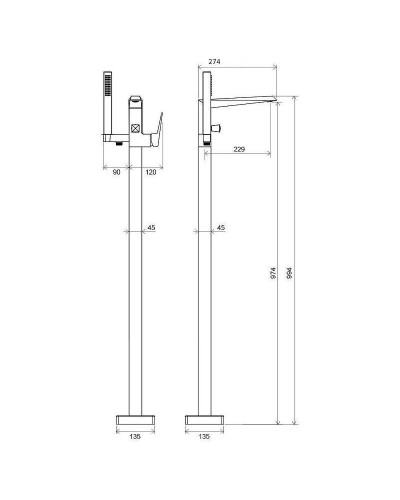 Смеситель для ванны Ravak Freedom FM 081.00 X070079 Хром