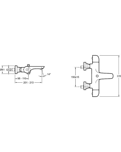 Смеситель для ванны Jacob Delafon Villette E23721-CP с термостатом Хром