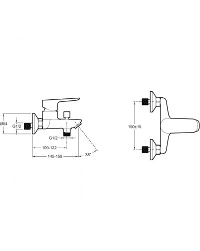Смеситель для ванны Jacob Delafon Oscar E29844-CP Хром