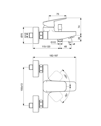 Смеситель для ванны Ideal Standard Ceraplan BD256XG