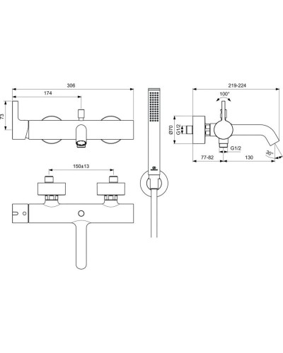 Смеситель для ванны Ideal Standard Joy BC787A2