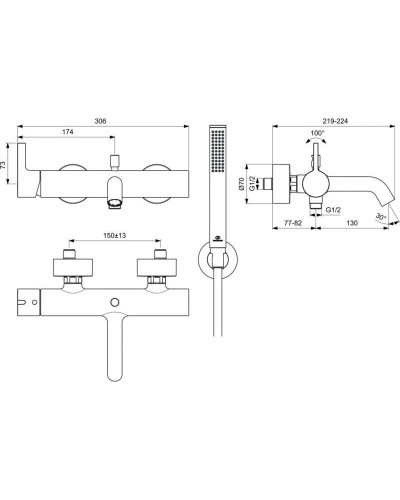 Смеситель для ванны Ideal Standard Joy BC787GN