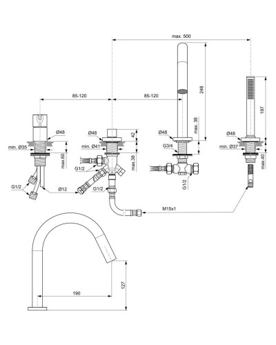 Смеситель на борт ванны Ideal Standard Joy BC789A2