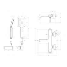 Смеситель для ванны и душа в комплекте с ручным душем, шлангом и держателем BelBagno ACQUA-VASM/DFS-CRM