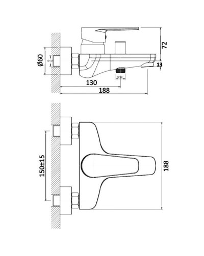 Смеситель для ванны Orange Otto M22-100cr Хром